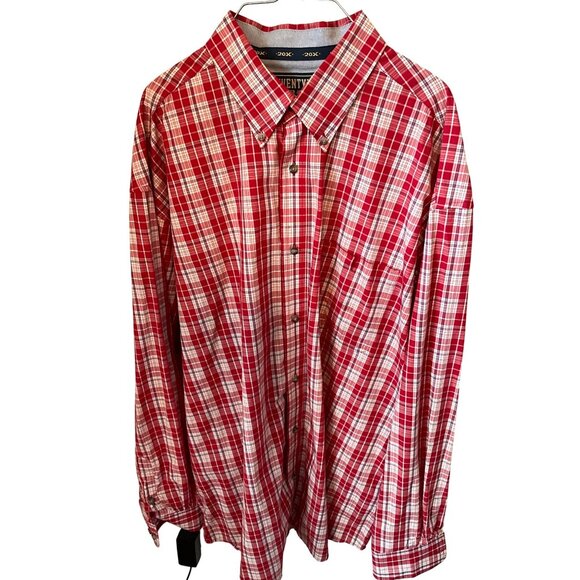Wrangler Twenty X‎ Long Sleeve Button Up Men's XL Red/White/Light Blue Checked - Picture 2 of 7